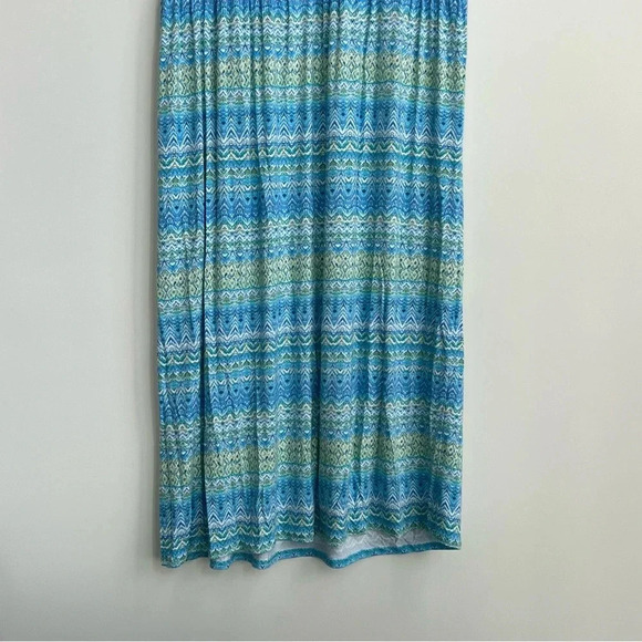 J. Jill Blue Surplice Aegean Island Ikat Print Maxi Dress Stretch Jersey Plus 3X - Picture 10 of 12